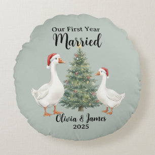 結婚1年目のオリジナルグースクリスマス ラウンドクッション