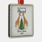 結婚1年目のオリジナルハート型グースカスタムクリスマス メタルオーナメント (右)