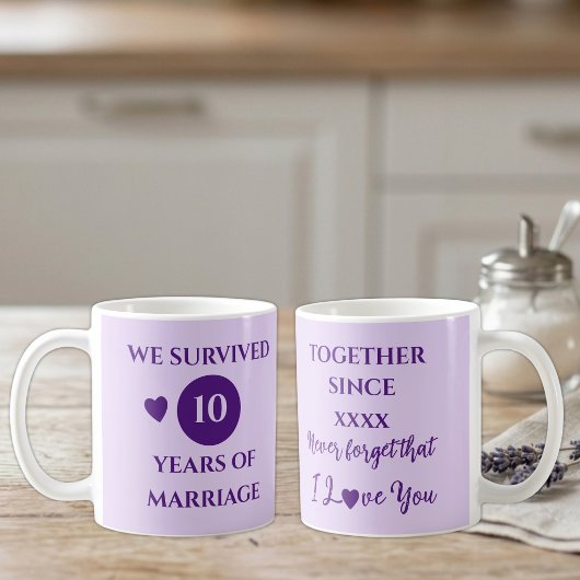 結婚10周年おめでとう パープル コーヒーマグカップ