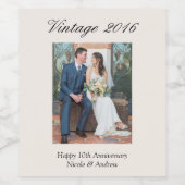 結婚10周年パーティー装飾カスタム写真 ワインラベル (シングルラベル)