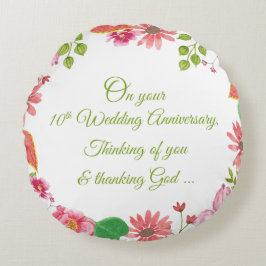 結婚10周年記念の宗教的な花 ラウンドクッション