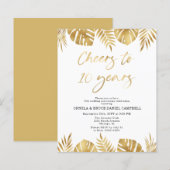 結婚10周年記念の招待状 - ゴールド (正面/裏面)
