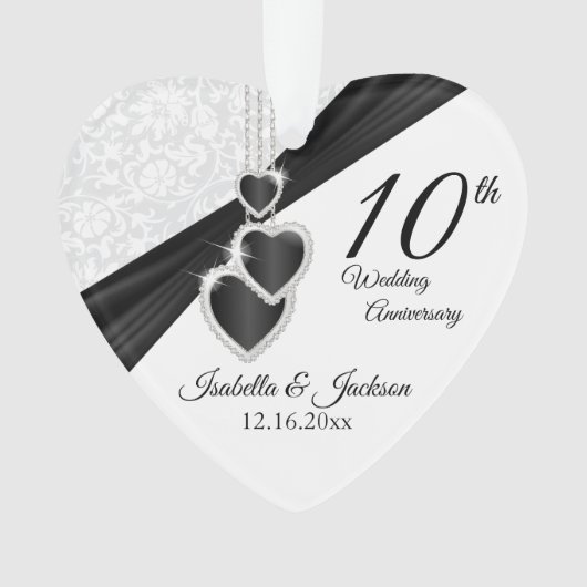 結婚10周年記念の記念品デザイン オーナメント (正面)