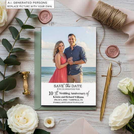 結婚10周年記念の記念日を保存するフォト ノートカード