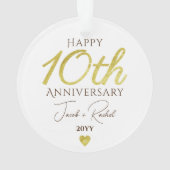 結婚10周年記念 ゴールド調 カスタム ウェディング オーナメント (裏面)