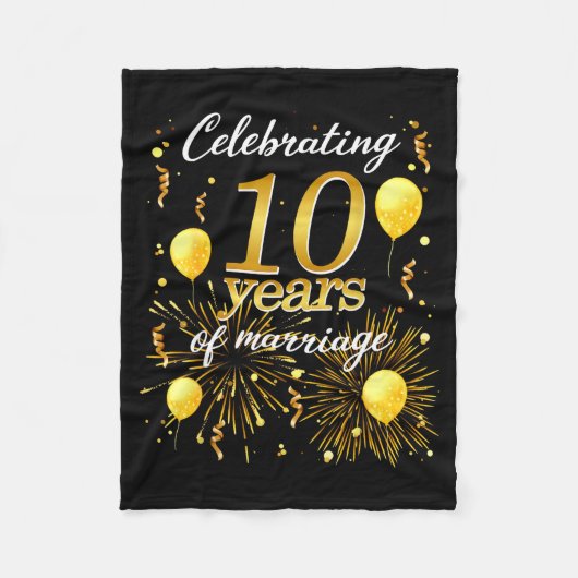 結婚10周年記念 10回目の結婚記念日 フリースブランケット (正面)