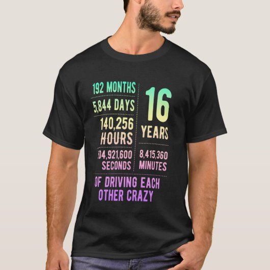 結婚16周年記念日 おもしろ プレゼント Tシャツ (正面)