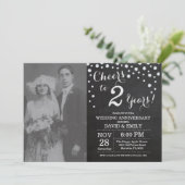 結婚2周年記念 黒と銀の黒板 招待状 (スタンド正面)