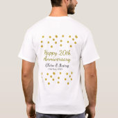 結婚20周年おめでとう ゴールドのドットが輝くデザイン Tシャツ (裏面)