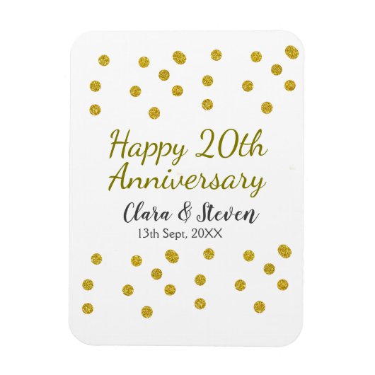 結婚20周年おめでとう ゴールドのドットが輝く マグネット (縦)