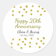結婚20周年おめでとう ゴールドのドットが輝く
