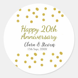 結婚20周年おめでとう ゴールドのドットが輝く ラウンドシール
