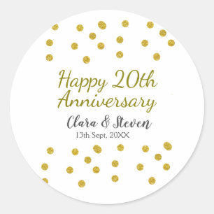 結婚20周年おめでとう ゴールドのドットが輝く ラウンドシール