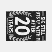 結婚20周年おもしろい20周年 フリースブランケット (正面(横))