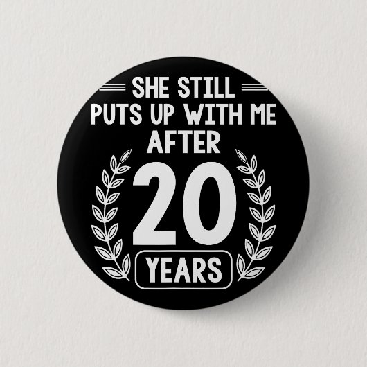 結婚20周年おもしろい20周年 缶バッジ (正面)