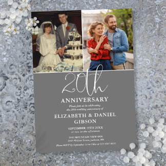 結婚20周年記念のあの時と今 2枚の写真 招待状