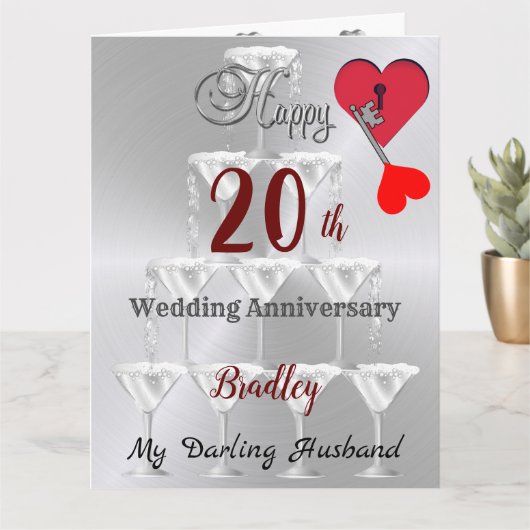 結婚20周年記念の夫へのカード 名前入り カード (小さな植物)