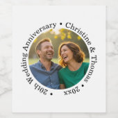 結婚20周年記念の夫婦写真をデザインに使用できます ワインラベル (シングルラベル)