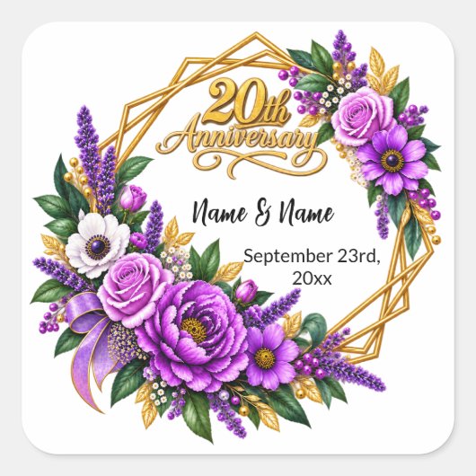 結婚20周年記念ギフト スクエアシール (正面)