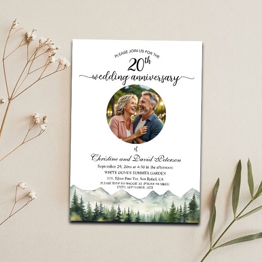 結婚20周年記念フォト - 山と松 招待状