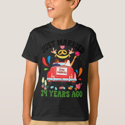 結婚24周年おめでとう 面白い24周年記念の夫婦 Tシャツ (正面)