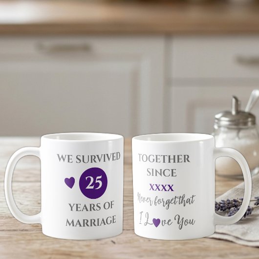 結婚25周年おめでとう妻 パープル コーヒーマグカップ