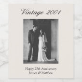 結婚25周年パーティー装飾カスタム写真 ワインラベル (シングルラベル)