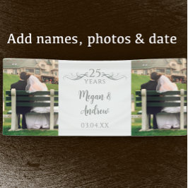 結婚25周年記念のオーダーメイドスクリプト2枚の写真入り 横断幕