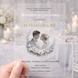 結婚25周年記念の伝統的なお祝い アクリル招待状