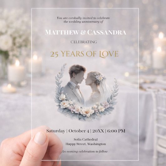 結婚25周年記念の伝統的なお祝い アクリル招待状