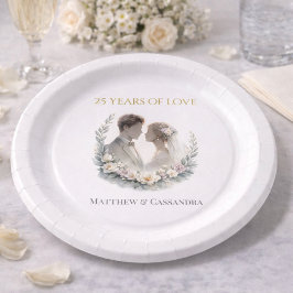 結婚25周年記念の伝統的なお祝い ペーパープレート