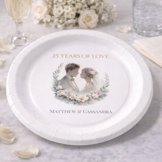 結婚25周年記念の伝統的なお祝い ペーパープレート