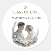 結婚25周年記念の伝統的なお祝い ラウンドシール (正面)