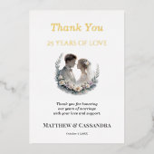 結婚25周年記念の伝統的なお祝い 箔シーズンカード (正面)