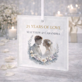 結婚25周年記念の伝統的な祝賀 ガラスオーナメント
