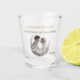 結婚25周年記念の伝統的な祝賀 ショットグラス
