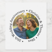 結婚25周年記念の夫婦写真をデザインに使用できます ワインラベル (シングルラベル)