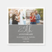 結婚25周年記念のThen+And+Now2枚の写真 スタンダードカクテルナプキン (正面)