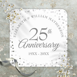 結婚25周年記念シルバーハートのカラフルなコンフェティ スクエアシール