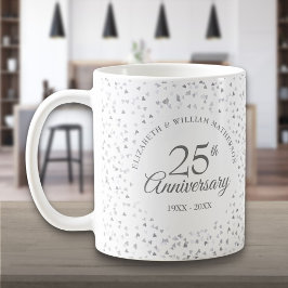 結婚25周年記念シルバーハート コーヒーマグカップ
