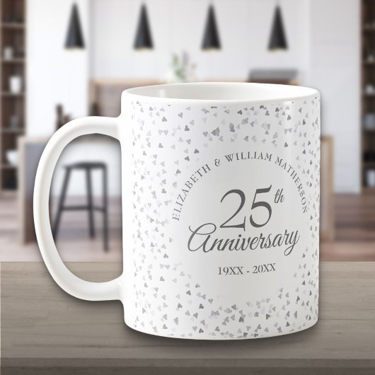 結婚25周年記念シルバーハート コーヒーマグカップ