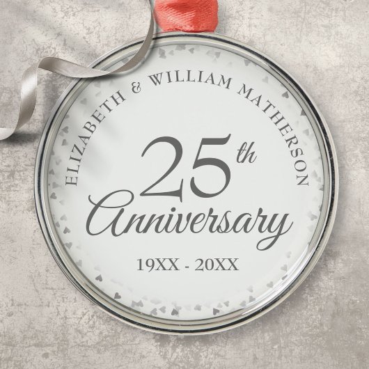 結婚25周年記念シルバーハート メタルオーナメント