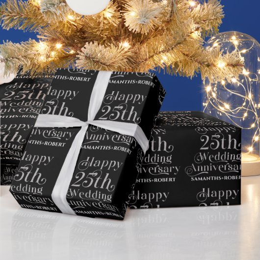 結婚25周年記念タイポグラフィ ラッピングペーパー (クリスマス)
