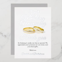 結婚25周年記念パーティーの箔押しお礼カード