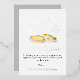 結婚25周年記念パーティーの箔押しお礼カード 箔招待状