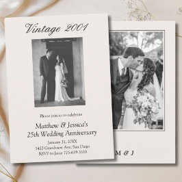 結婚25周年記念パーティー 誓いの更新 2枚の写真 招待状