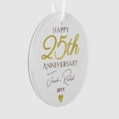 結婚25周年記念フェイクゴールド オーダーメイド ウェディング オーナメント (正面)