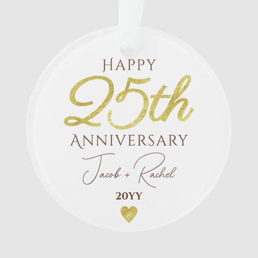 結婚25周年記念フェイクゴールド オーダーメイド ウェディング オーナメント (正面)