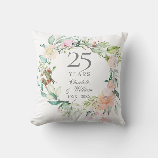 結婚25周年記念フォトバラのガーランド クッション (正面)