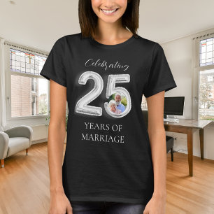 結婚25周年記念フォト 銀 黒 Tシャツ